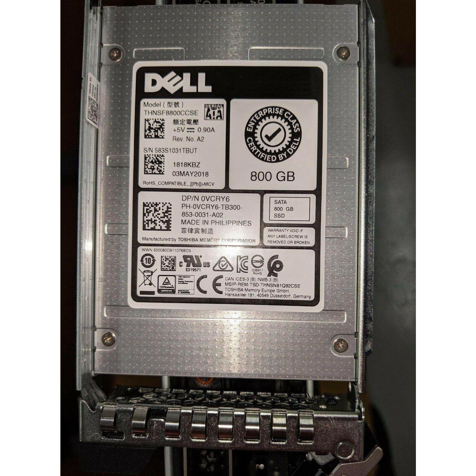 Dell VCRY6 800GB Enterprise 2.5" SATA 6GBPS MLC SSD THNSF8800CCSE - AloinfoUSA