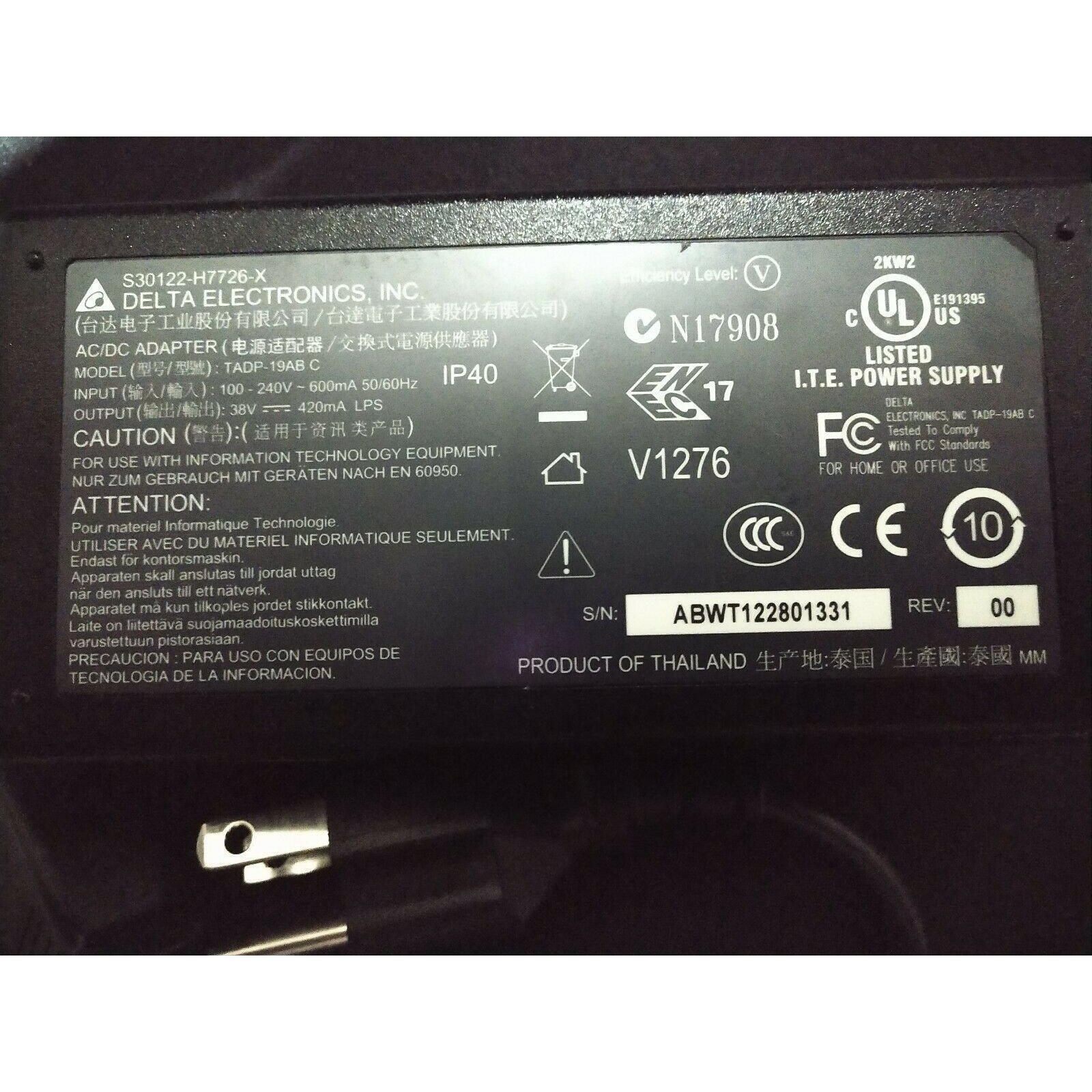 Delta Electronics S30122-H7726-X AC/DC Adapter Model TADP-19AB C with power cord-FoxTI