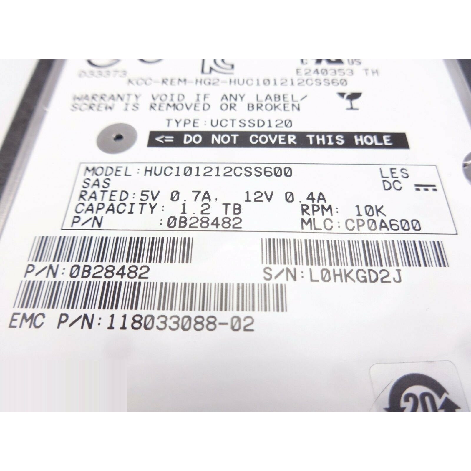 EMC 118033088-02 1.2TB 10K 6Gbps 2.5" SAS Small Form Factor Hard Drive with tray - AloinfoUSA