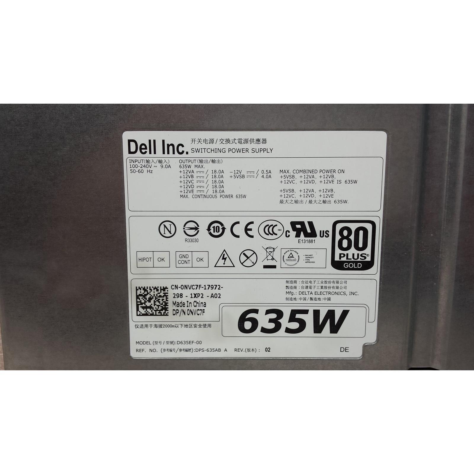 Fuente Dell NVC7F  Precision T3600 635W Hot-Plug Workstation Power Supply Delta D635EF-00 DPS-635AB 744430817165 - AloinfoUSA