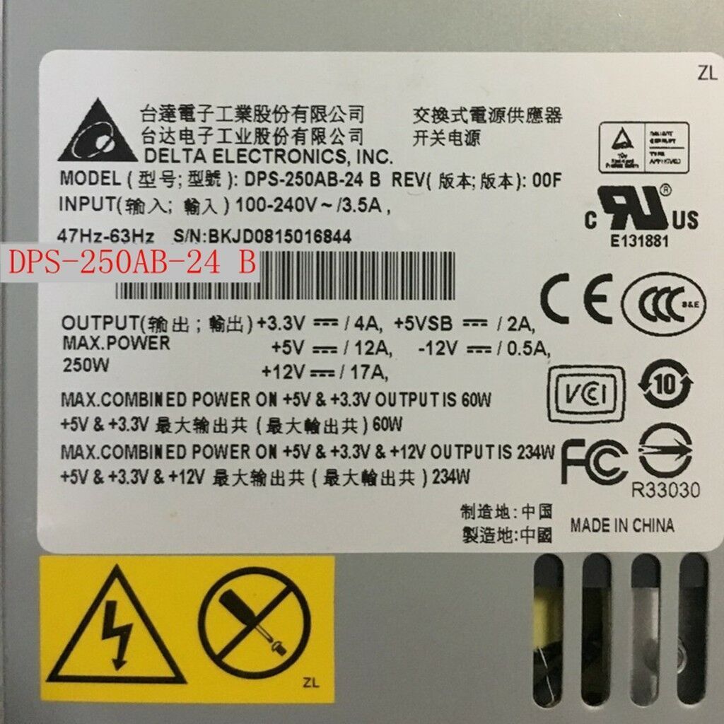 Fonte  Delta DPS-250AB-24 B 100-240V 3.5A 47-63HZ 250W power supply - AloinfoUSA
