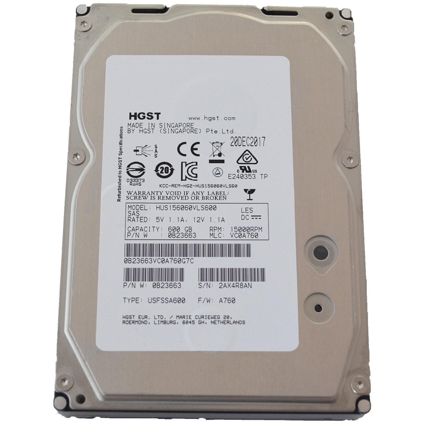 HGST Ultrastar 15K600 | 600GB 15K RPM SAS 6Gb/s 64MB Cache 3.5" Inch | 1.6 Million MTBF | HUS156060VLS600 | Enterprise Hard Disk Drive With Mission Critical Performance (HDD) - AloinfoUSA