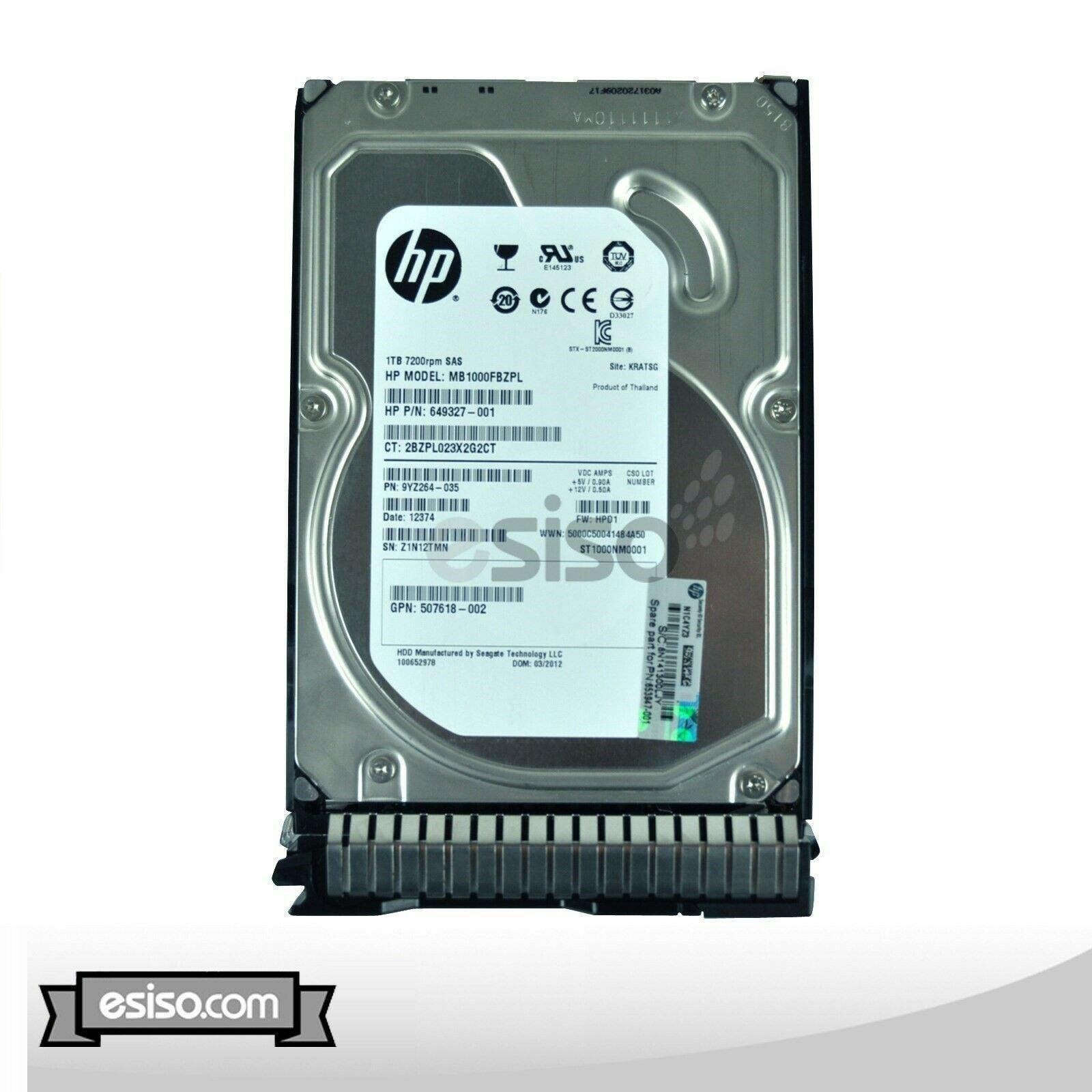 HP 652753-B21 653947-001 1TB 6G 7.2K LFF 3.5'' SAS HDD FOR ML110 ML150 ML350 G9 - AloinfoUSA
