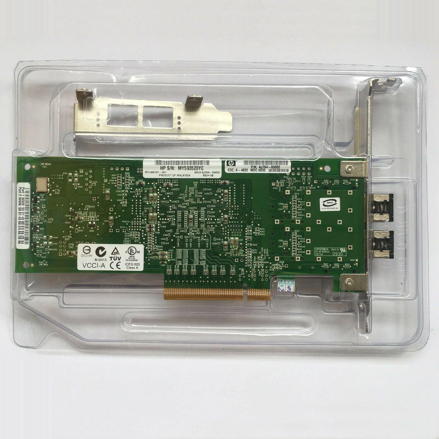 HP AJ764A QLE2562-HP 489191-001 8GB DUAL PORT PCI-e FC HOST BUS HBA 584777-001 883585907199 - AloinfoUSA