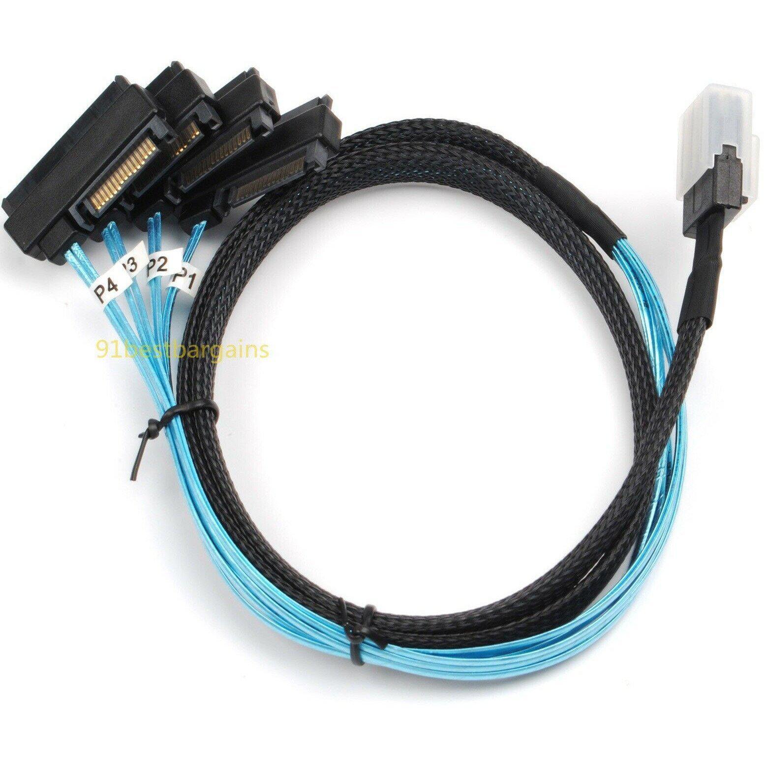 Mini SAS 36P SFF-8087 to 4 SFF-8482 Connectors With SATA Power Cable 1M US SHIP 813501730341 - AloinfoUSA