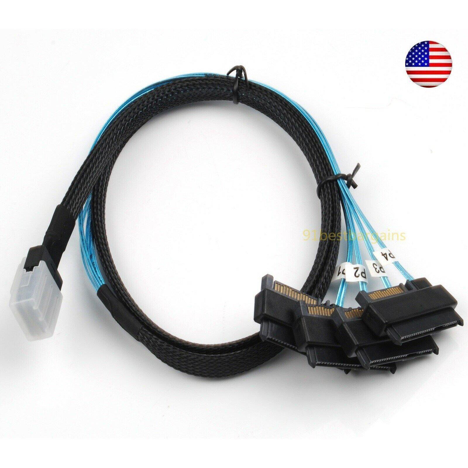 Mini SAS 36P SFF-8087 to 4 SFF-8482 Connectors With SATA Power Cable 1M US SHIP 813501730341 - AloinfoUSA
