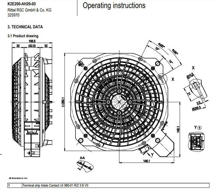 Ventilador Ebmpapst K2E200-AH20-05 Ventilador de refrigeración 230 V 70/87 W 50/60 Hz Ventilador con filtro para gabinete