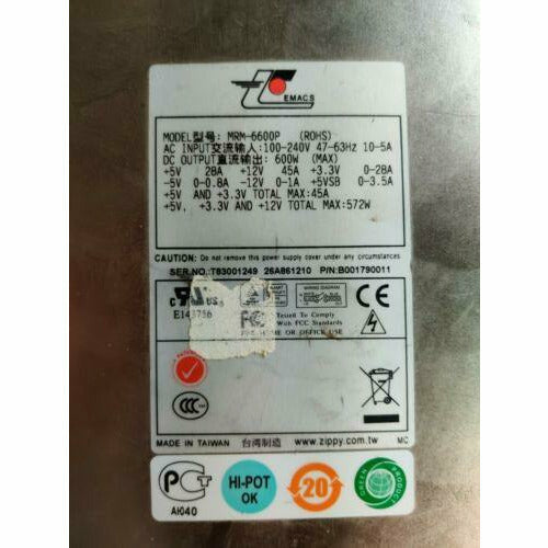 Fonte Zippy EMACS MRM-6600P 600W Redundant Power Supply similar to MRM-6650P - MFerraz Tecnologia