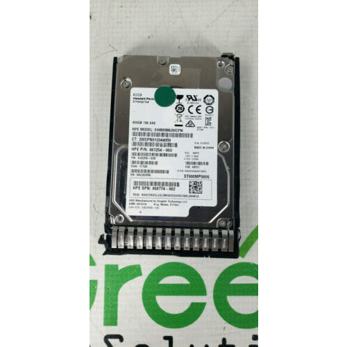 HPE 868774-002 867254-003 900GB 2.5" SFF Hot Swap 15K SAS 12Gbps HDD w/ HP Tray - AloinfoUSA