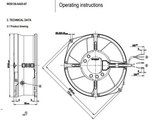 Ebmpapst W2S130-AA03-87 Ventilador axial CA 230 V 39 W 3250 RPM 130 mm Ventilador de refrigeración UPS