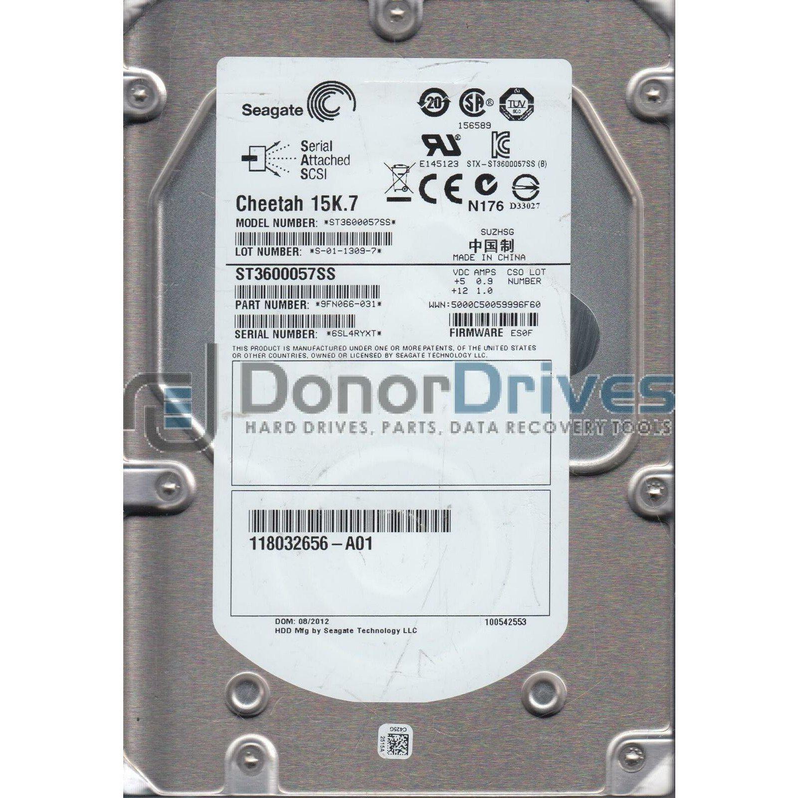 ST3600057SS, 6SL, SUZHSG, PN 9FN066-031, FW ES0F, Seagate 600GB SAS 3.5 Hard Dri - AloinfoUSA
