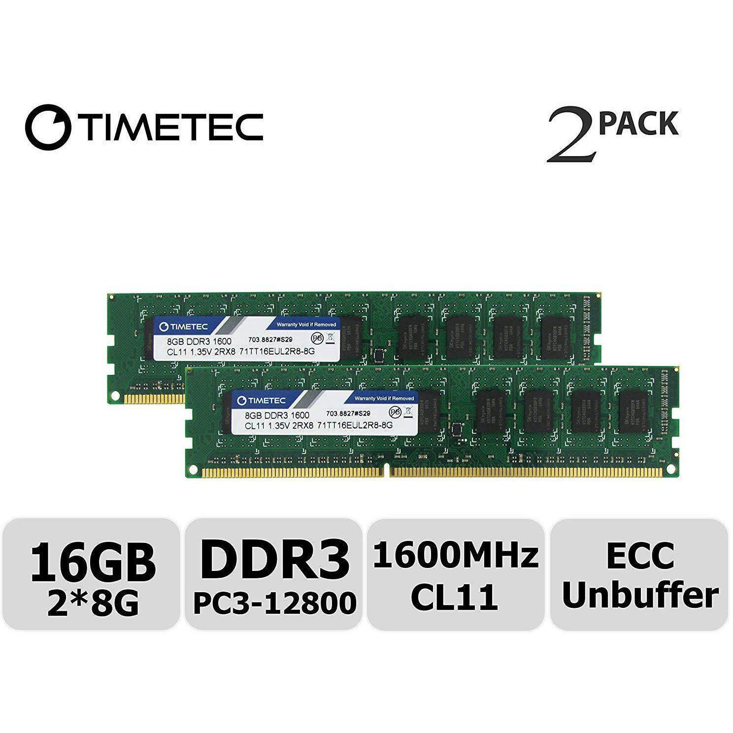 Timetec Hynix IC 8GB DDR3L 1600MHz PC3-12800 Unbuffered ECC 1.35V CL11 2Rx8 Dual Rank 240 Pin UDIMM Server Memory Ram Module Upgrade (8GB) - AloinfoUSA