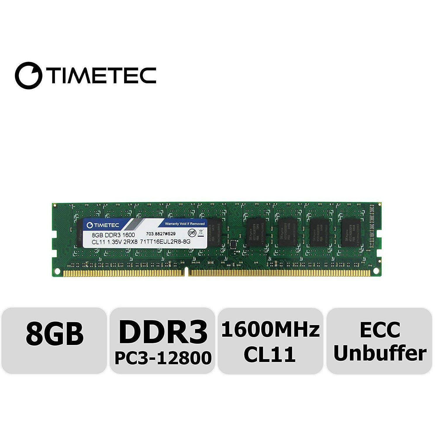 Timetec Hynix IC 8GB DDR3L 1600MHz PC3-12800 Unbuffered ECC 1.35V CL11 2Rx8 Dual Rank 240 Pin UDIMM Server Memory Ram Module Upgrade (8GB) - AloinfoUSA