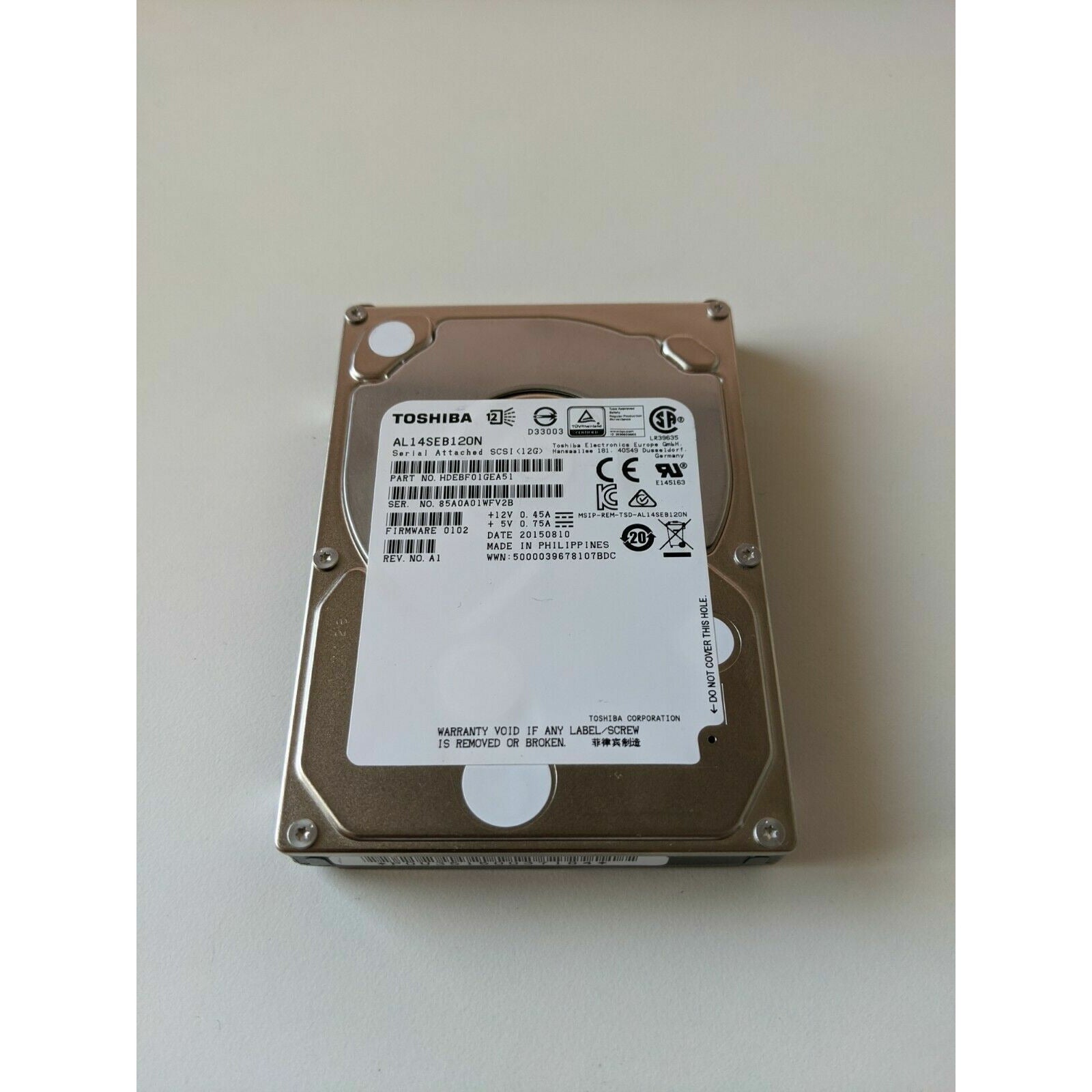 Toshiba AL14SEB120N 1.2 TB 196 MiB/s 10,500 RPM SAS 2.5" 600346130128 - AloinfoUSA
